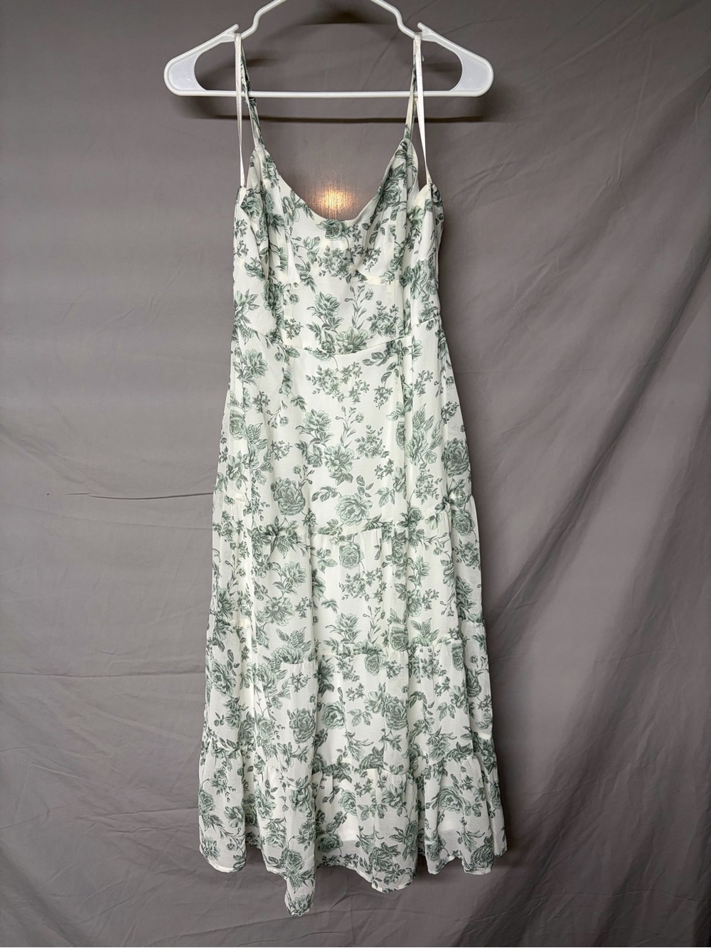 NWT Trixxi Floral Tiered Midi Dress White Green Size XL